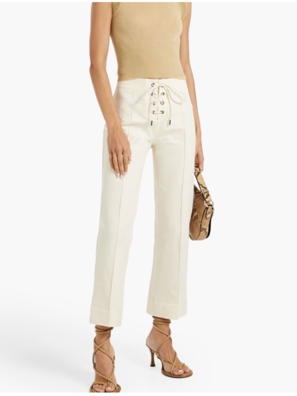 Frame Denim Cream Lace-Up Ankle Crop Jeans ❤️❤️